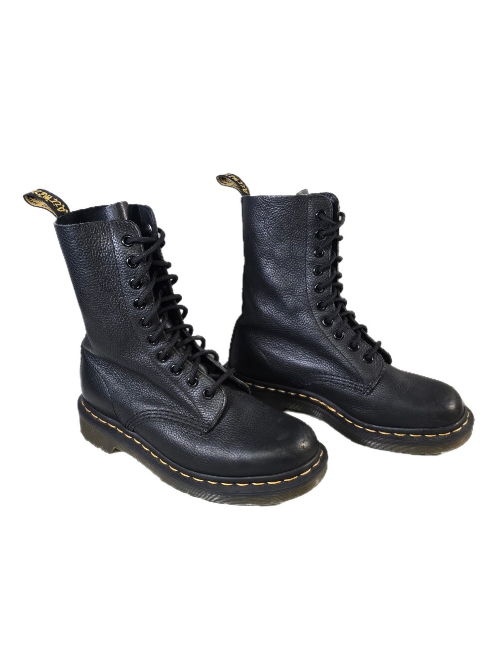 Dr. Martens 10-Eye Pebbled Boots 1490 Black US Ladies Size 6 / UK Sz 4 / EU 37